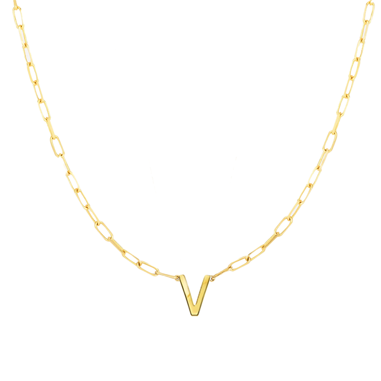 Block Letter Necklace with Paperclip Chain - Armans Fine Jewellery