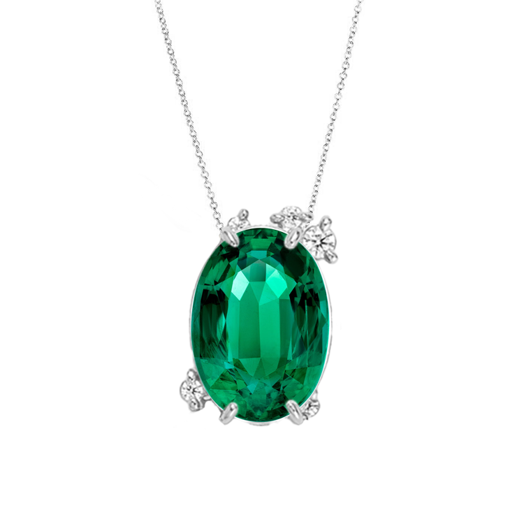 Fire Fly Oval Green Emerald Necklace - Armans Fine Jewellery