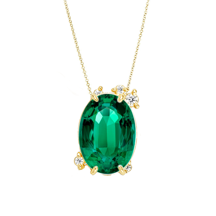 Fire Fly Oval Green Emerald Necklace - Armans Fine Jewellery