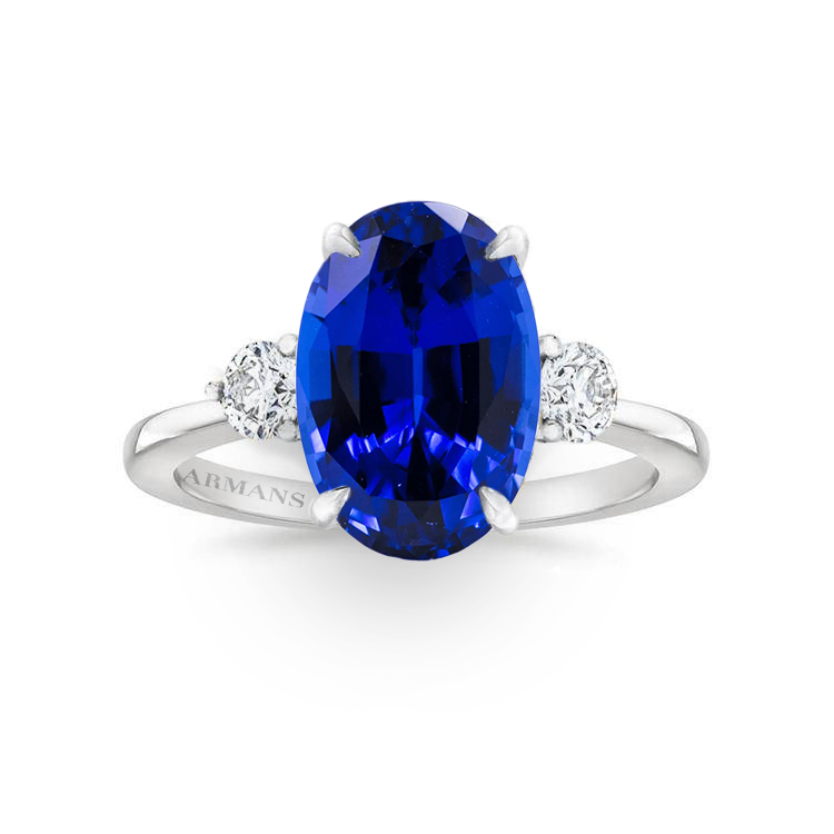 Whitney Blue Sapphire Three Stone Engagement Ring - Armans Fine Jewellery