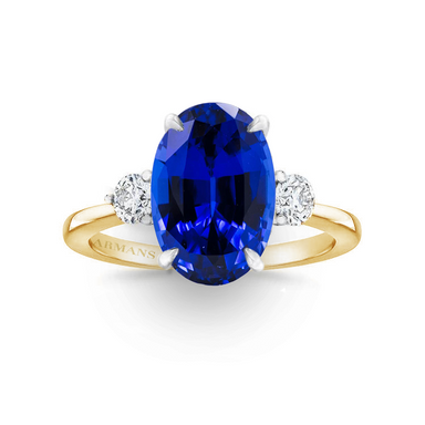 Whitney Blue Sapphire Three Stone Engagement Ring - Armans Fine Jewellery