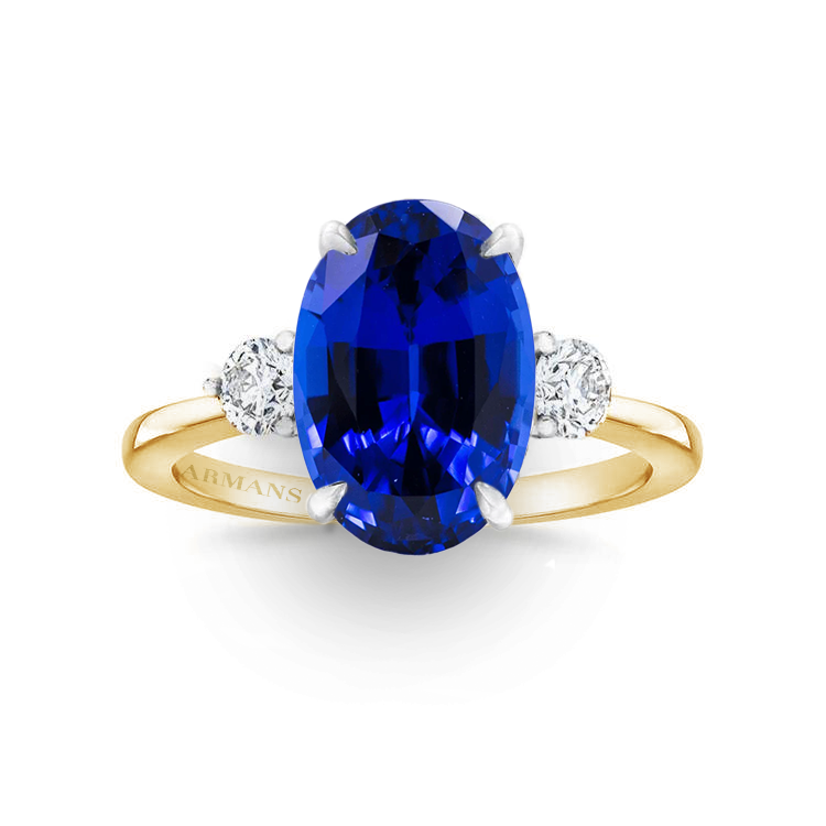 Whitney Blue Sapphire Three Stone Engagement Ring - Armans Fine Jewellery