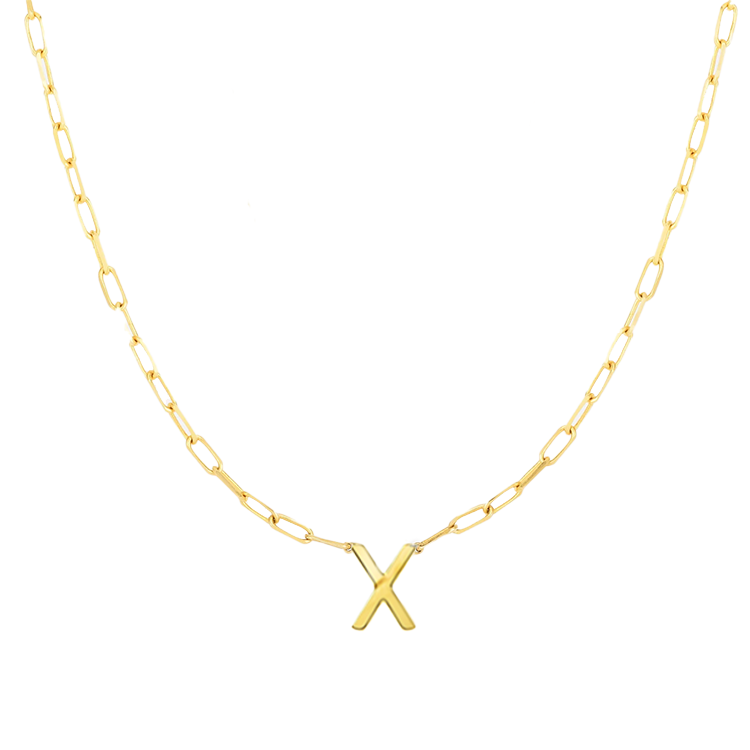 Block Letter Necklace with Paperclip Chain - Armans Fine Jewellery