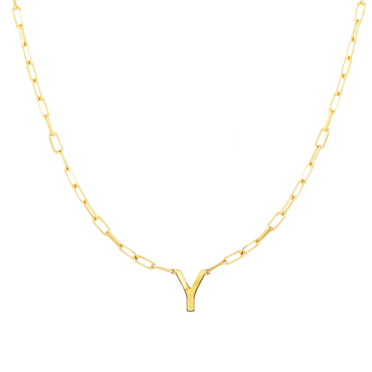 Block Letter Necklace with Paperclip Chain - Armans Fine Jewellery