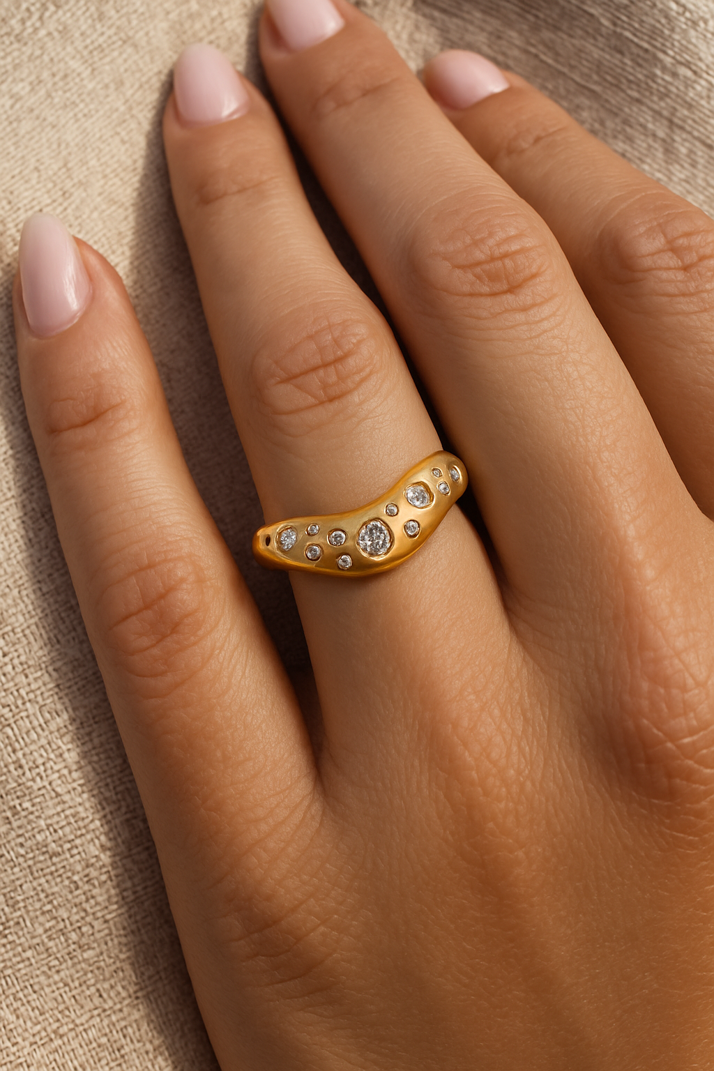 Abstract Round Lab Grown Diamond Arc Ring - Armans Fine Jewellery