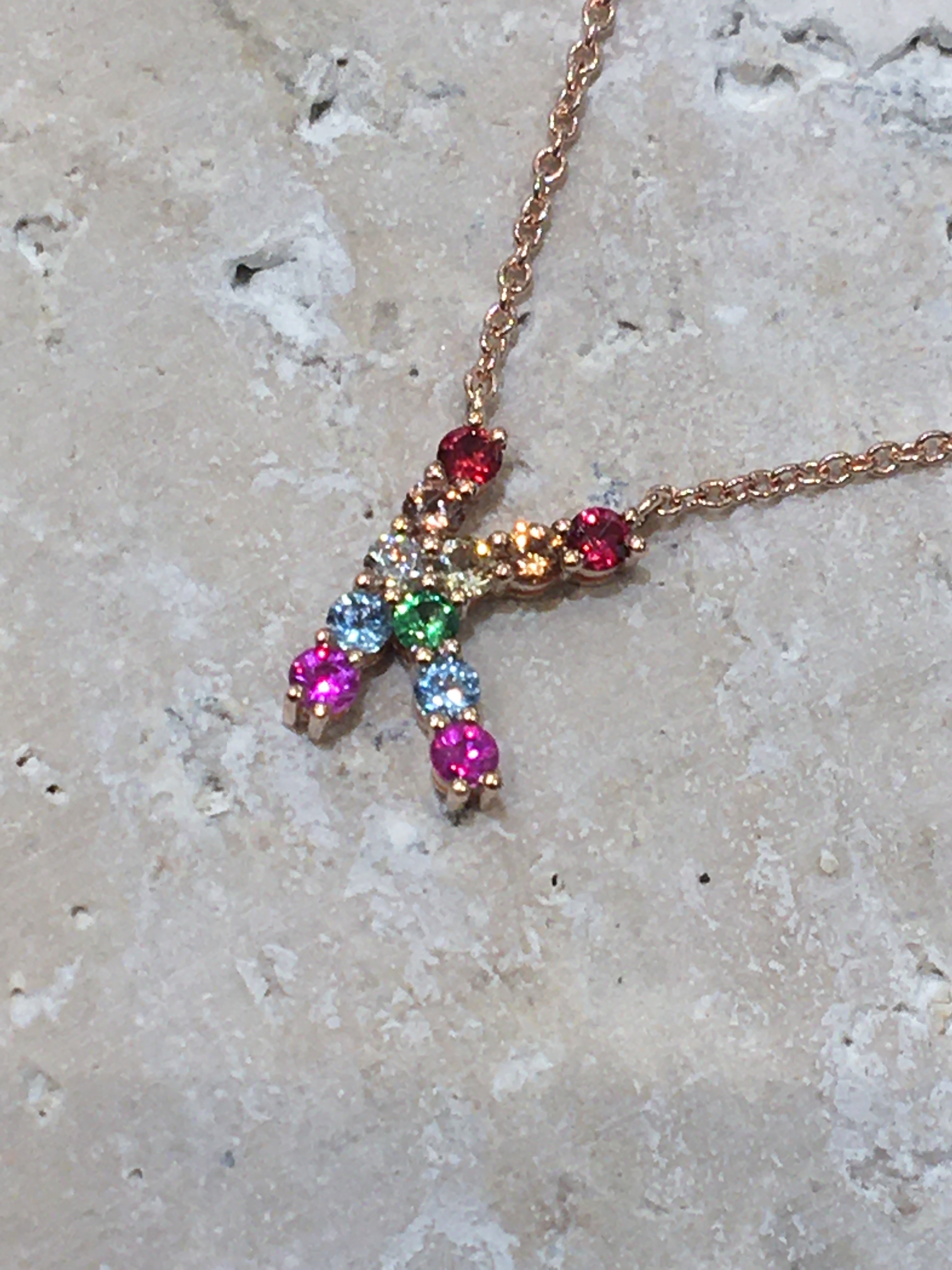 Rainbow Initial Pendant - Armans Fine Jewellery