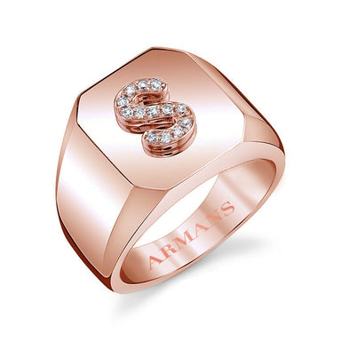 Diamond Initial Signet Ring - Armans Fine Jewellery