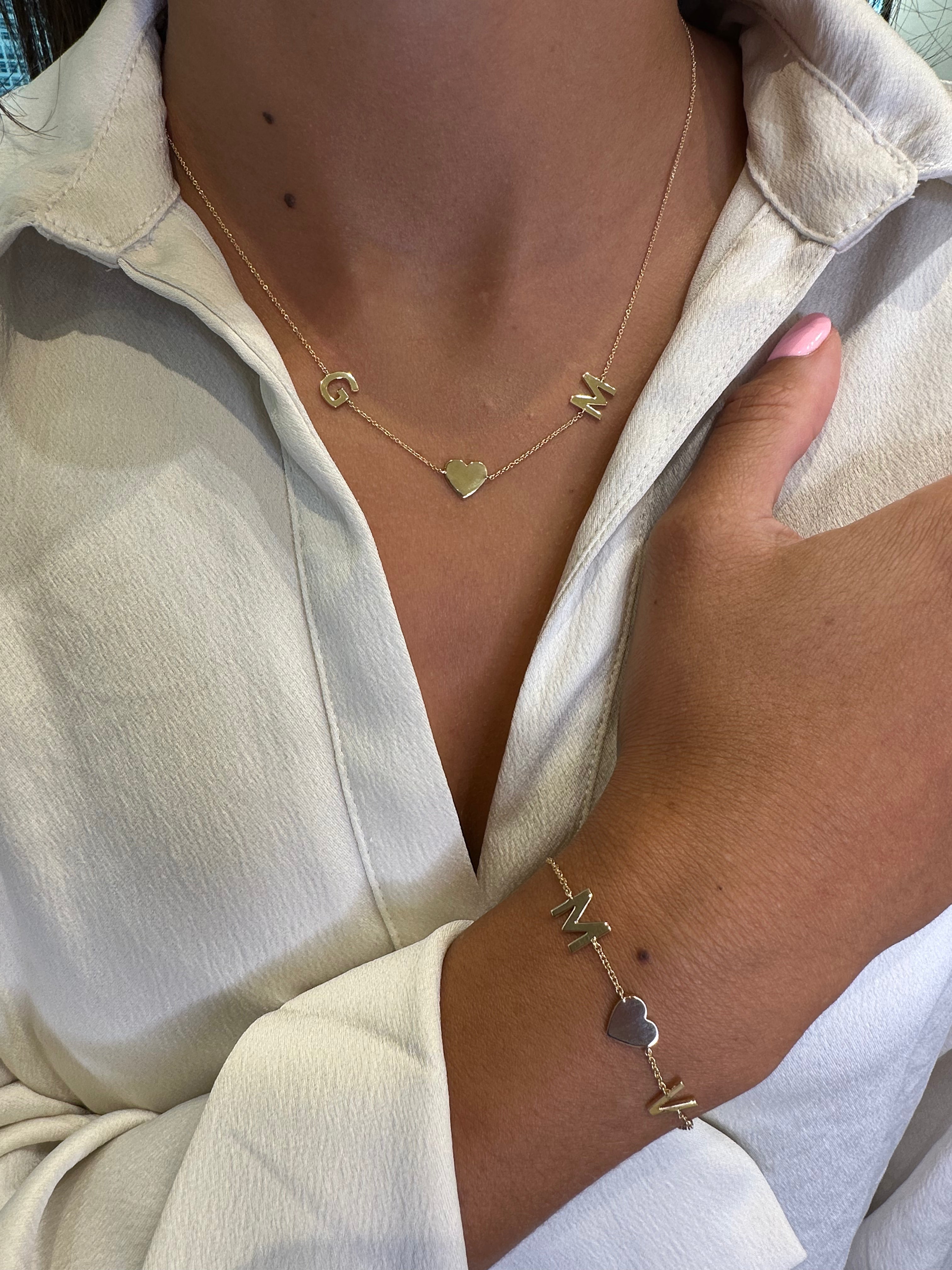 Solid Gold Initial Heart Bracelet - Armans Fine Jewellery