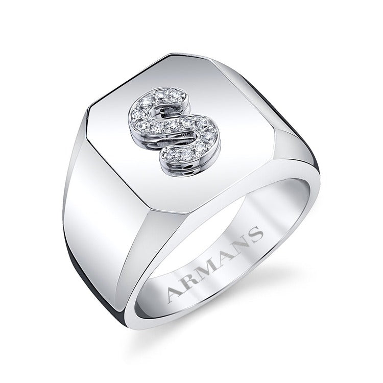 Men's Diamond Initial Signet Ring Armans Fine Jewellery
