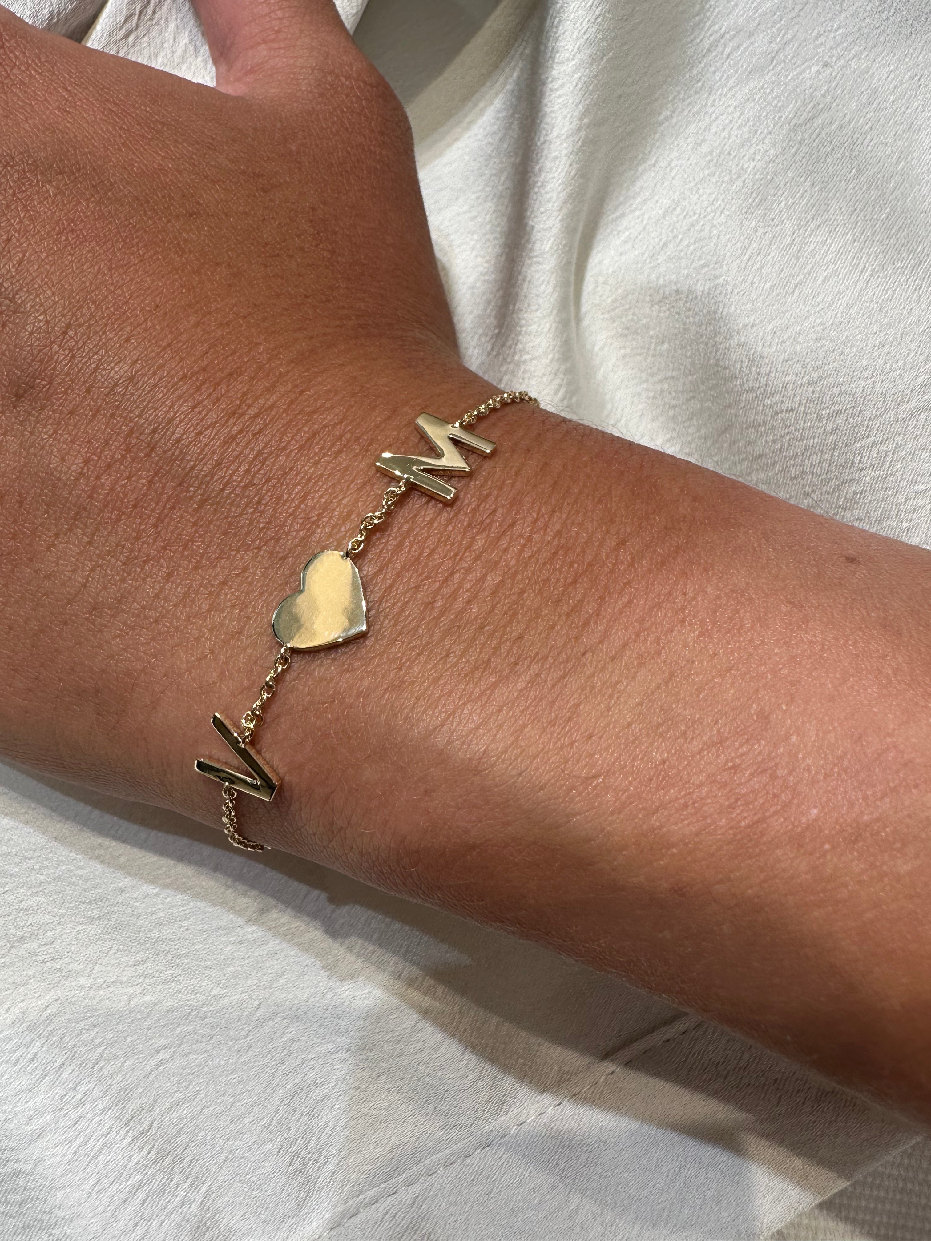 Solid Gold Initial Heart Bracelet - Armans Fine Jewellery