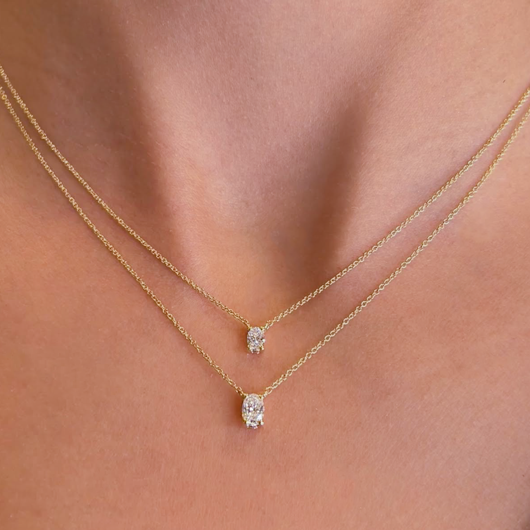 Oval Solitaire Diamond Pendant - Armans Fine Jewellery