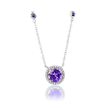 Amethyst Diamond Halo Necklace - Armans Fine Jewellery