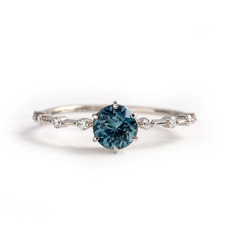 Arielle Teal Sapphire Diamond Ring