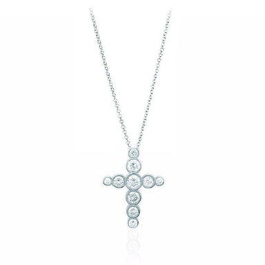 Bezel Set Bubble Diamond Cross Necklace - Armans Fine Jewellery