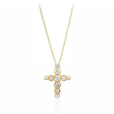 Bezel Set Bubble Diamond Cross Necklace - Armans Fine Jewellery