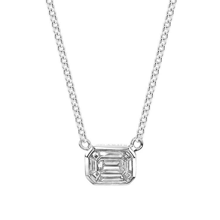 Emerald cut clearance diamond necklaces