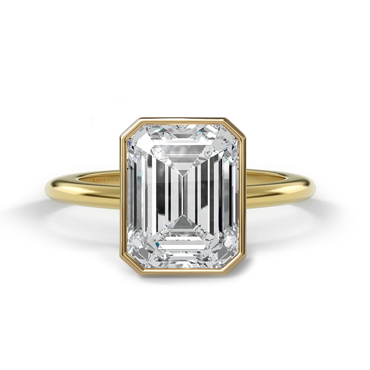 Bezel Set Emerald Engagement Ring - Armans Fine Jewellery