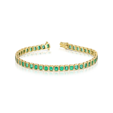Bezel Set Green Emerald Bracelet - Armans Fine Jewellery