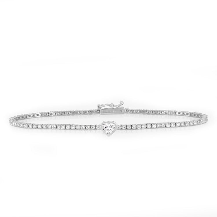 Bezel Set Heart Diamond Tennis Bracelet - Armans Fine Jewellery