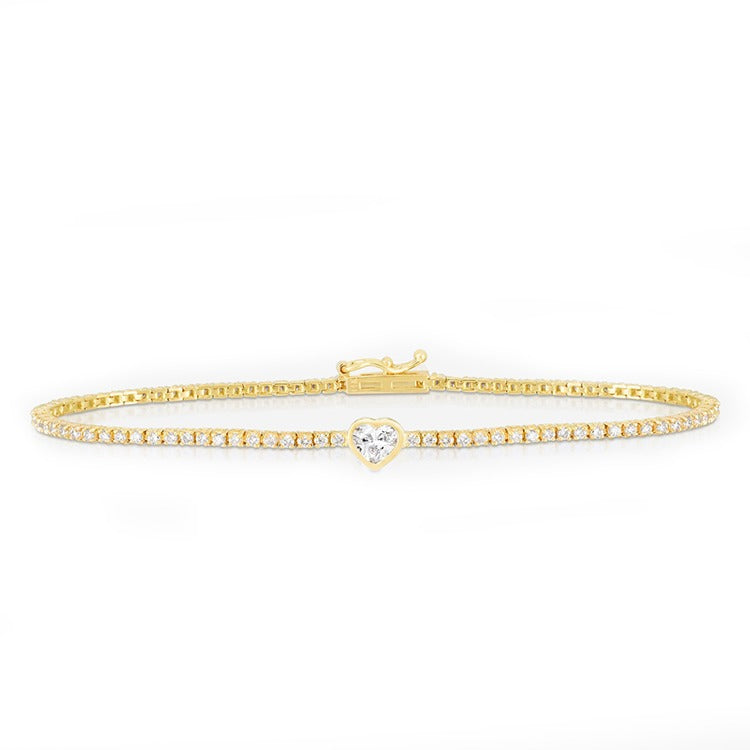 Bezel Set Heart Diamond Tennis Bracelet - Armans Fine Jewellery