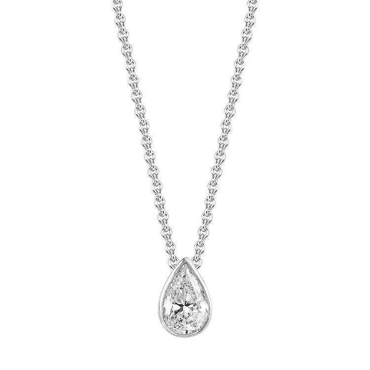 Gold & 0.82ct Pear Shape Diamond Solitaire Necklace - John Lyras Jewellery