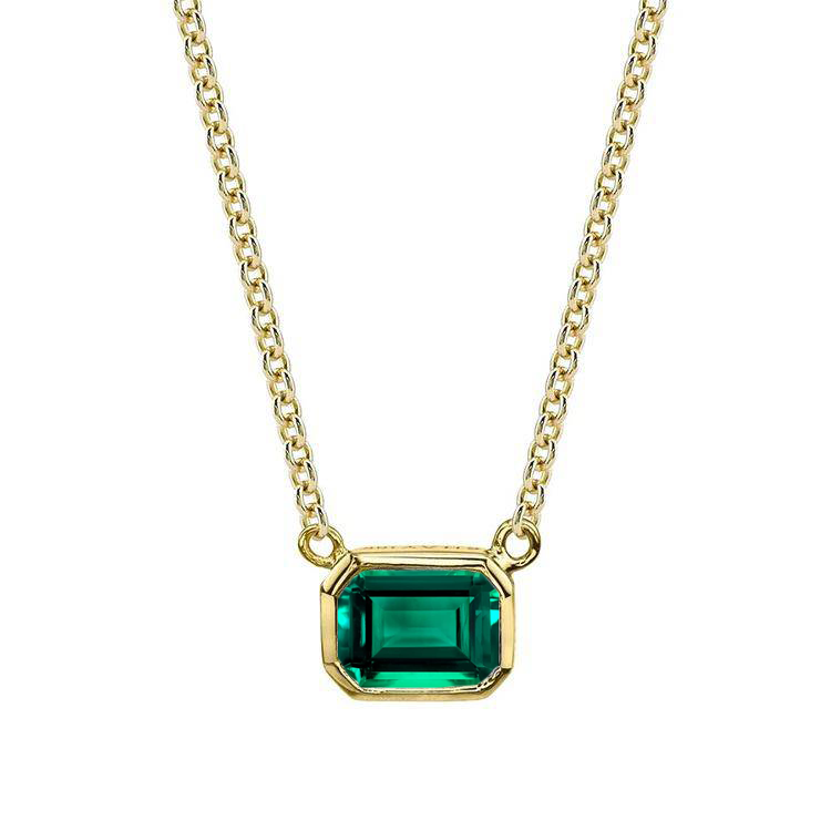Natural Emerald Necklace 1/8 ct tw Diamonds 10K White Gold | Jared