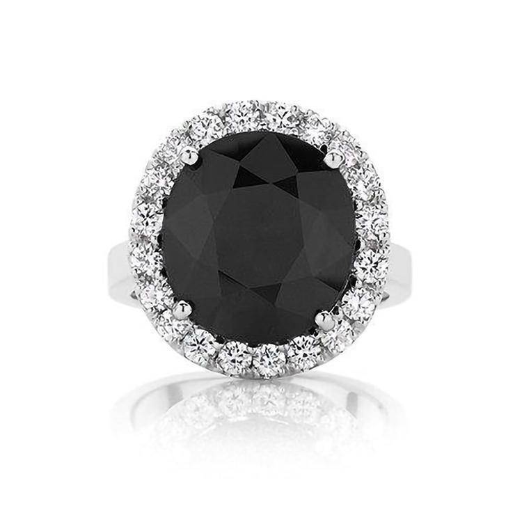 Vintage Sapphire & Diamond 18ct Gold Oval Cluster Ring – Ellibelle Jewellery