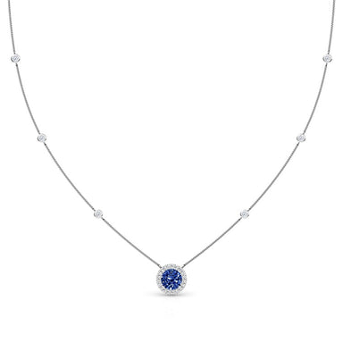 Blue Sapphire Airlie Diamond Cluster Necklace - Armans Fine Jewellery