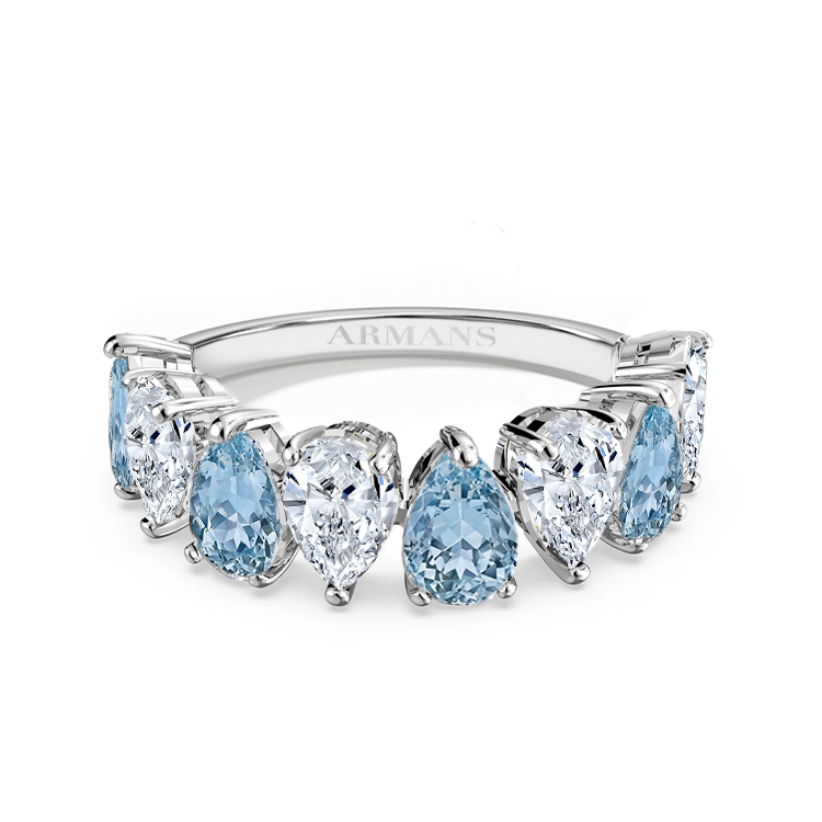 Large Pear Half Band Gender Reveal Ring Armans Fine Jewellery