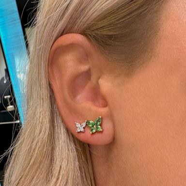 Butterfly Green Emerald Stud Earrings - Armans Fine Jewellery