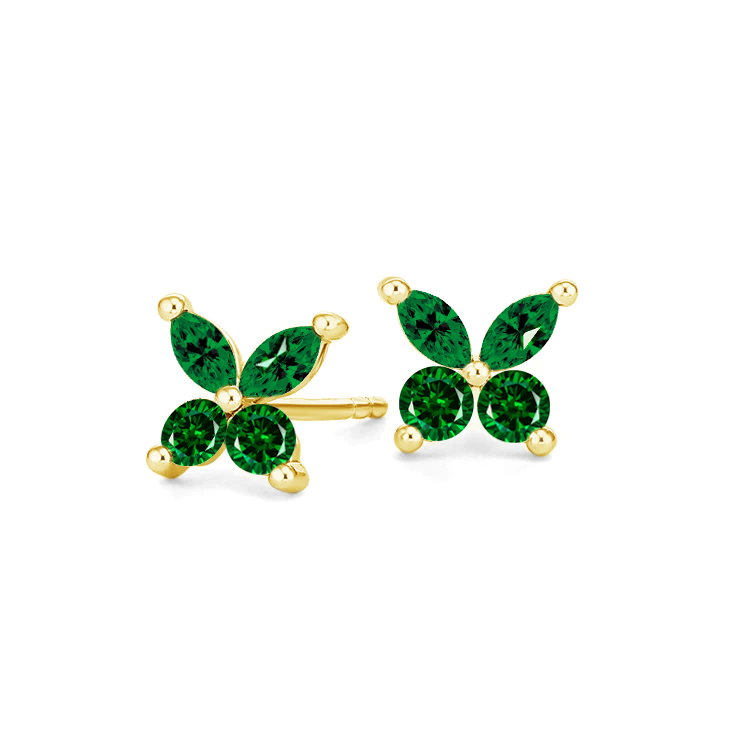 Butterfly Green Emerald Stud Earrings Armans Fine Jewellery