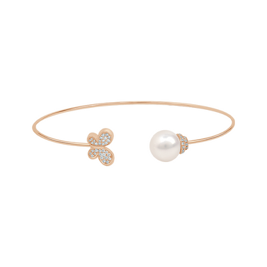 Butterfly and Pearl Open Bangle - Armans Fine Jewellery