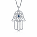 Diamond Hamsa Hand Necklace with Blue Sapphire - Armans Fine Jewellery