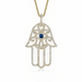 Diamond Hamsa Hand Necklace with Blue Sapphire - Armans Fine Jewellery