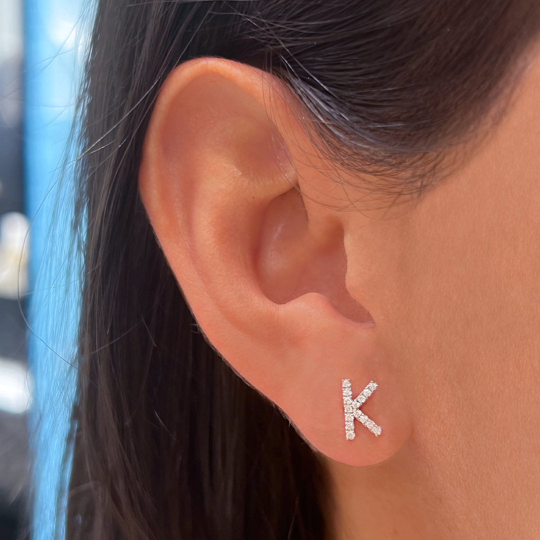 Diamond letter earrings deals