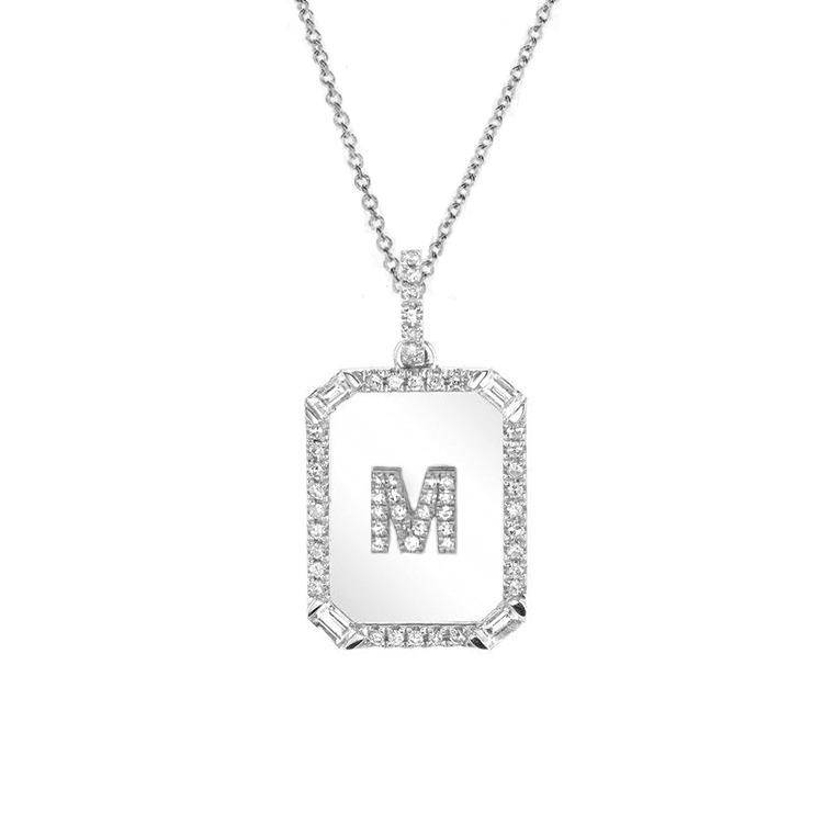 Diamond Initial Nameplate Necklace - Armans Fine Jewellery