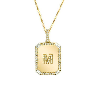 Diamond Initial Nameplate Necklace - Armans Fine Jewellery