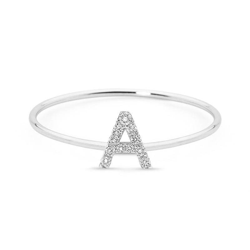 Diamond initial store ring white gold