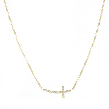 Diamond Sideways Cross Necklace - Armans Fine Jewellery