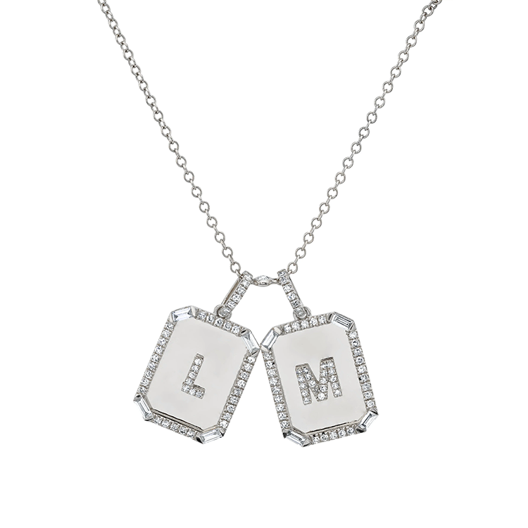 Nameplate necklace white gold deals
