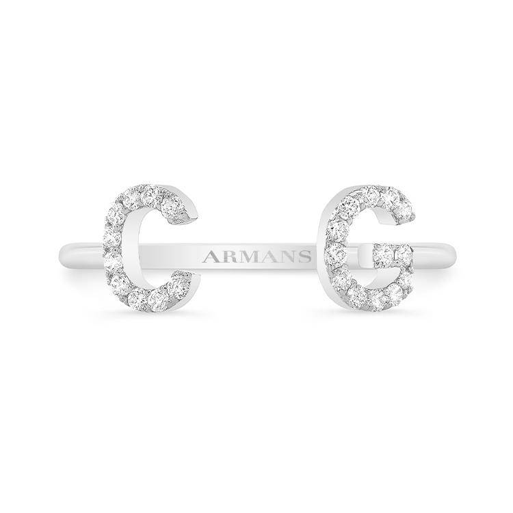 Doublet Initial Split Ring - Armans Fine Jewellery
