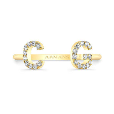 Doublet Initial Split Ring - Armans Fine Jewellery