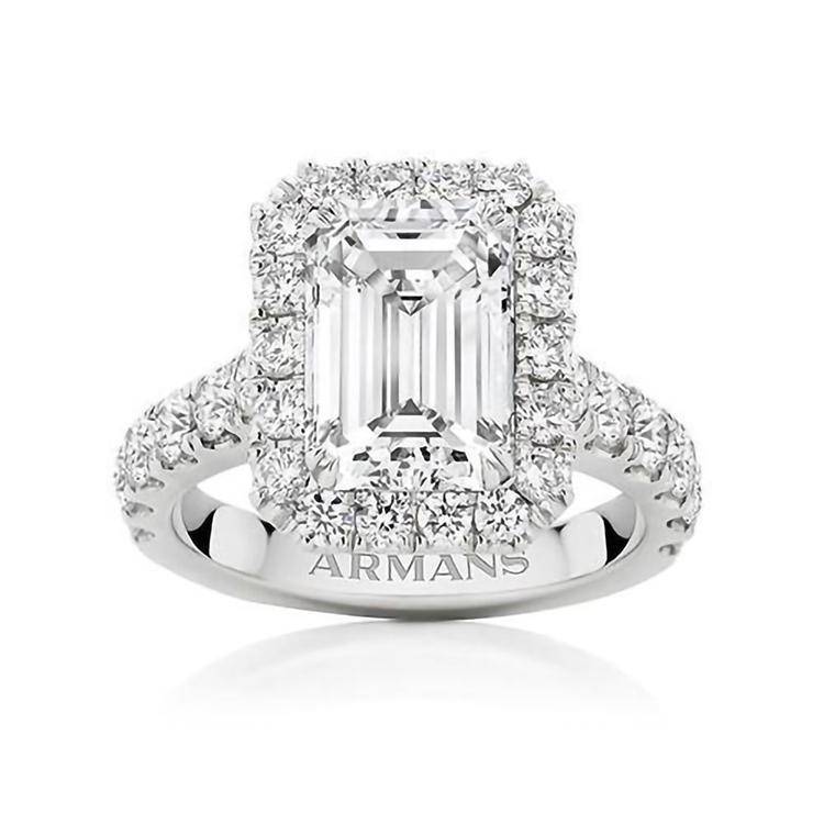 Emerald Halo Engagement Ring - Armans Fine Jewellery