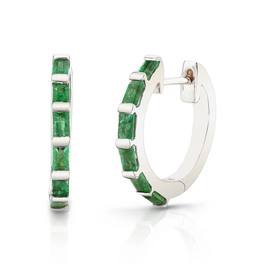 Emerald Baguette Huggies - Armans Fine Jewellery