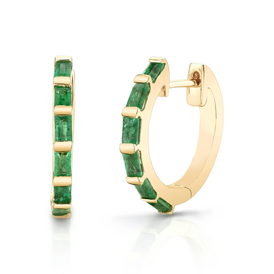 Emerald Baguette Huggies - Armans Fine Jewellery
