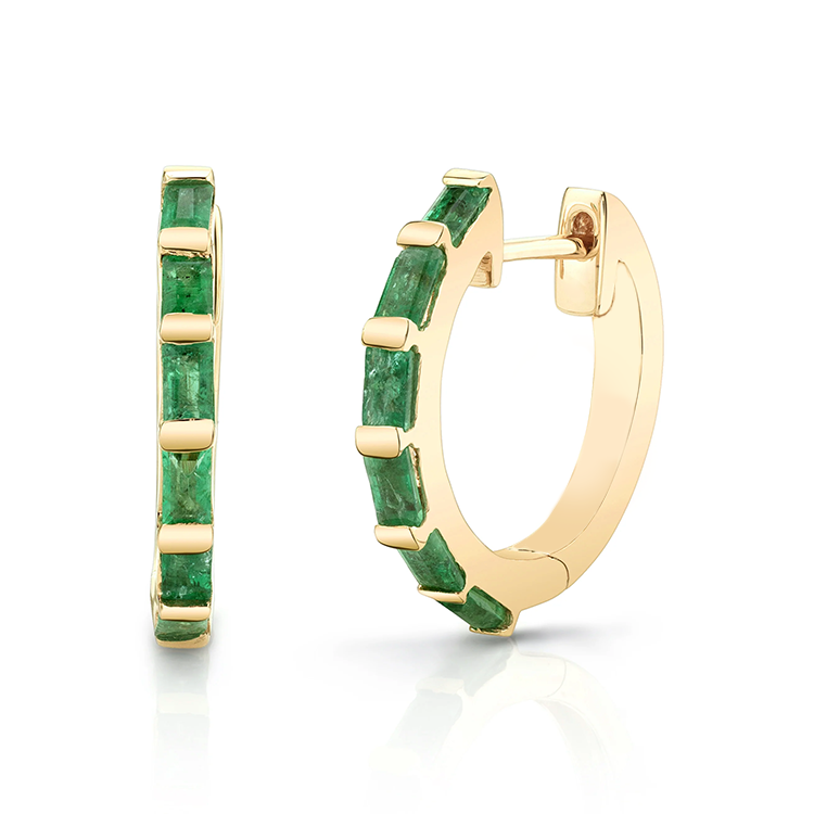 Emerald Baguette Huggies - Armans Fine Jewellery