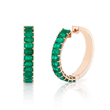 Emerald Gemstone Hoop Earrings - Armans Fine Jewellery