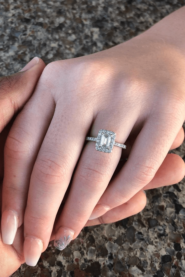 Emerald Halo Engagement Ring - Armans Fine Jewellery