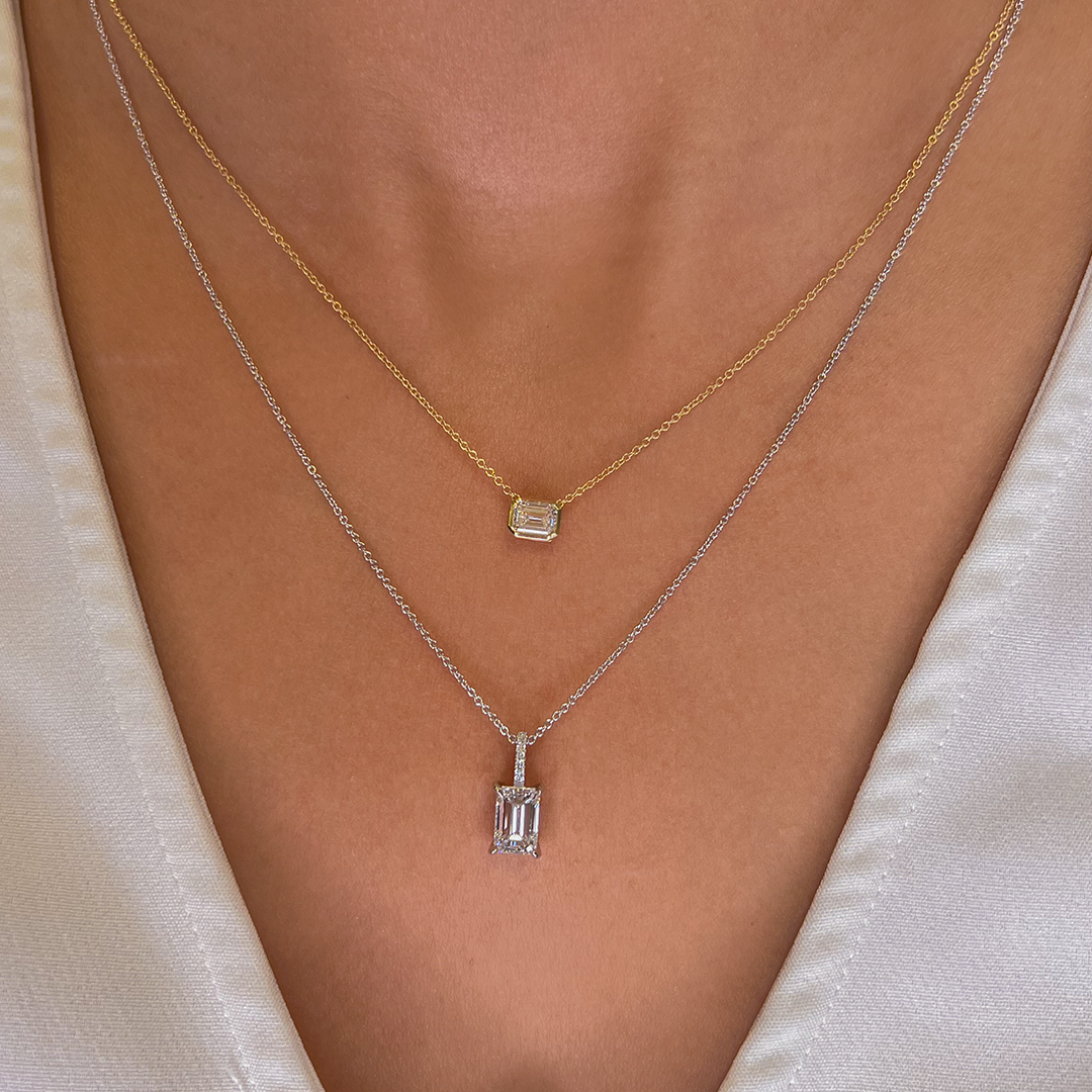 Bezel Set Emerald Diamond Pendant Armans Fine Jewellery