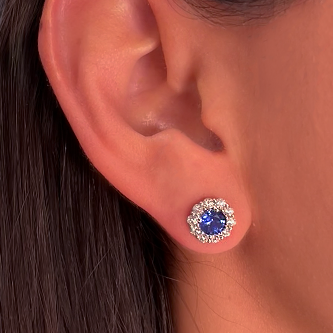 Blue Sapphire Diamond Studs - Armans Fine Jewellery